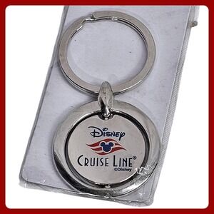 Disney Cruise Line Keychain Silver Tone Metal Logo Souvenir New Ship Vacation